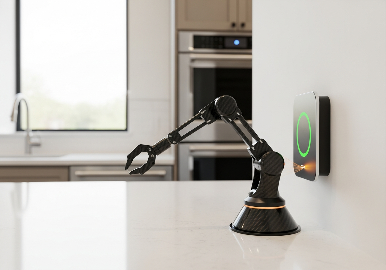 An arm charging itself at a station
