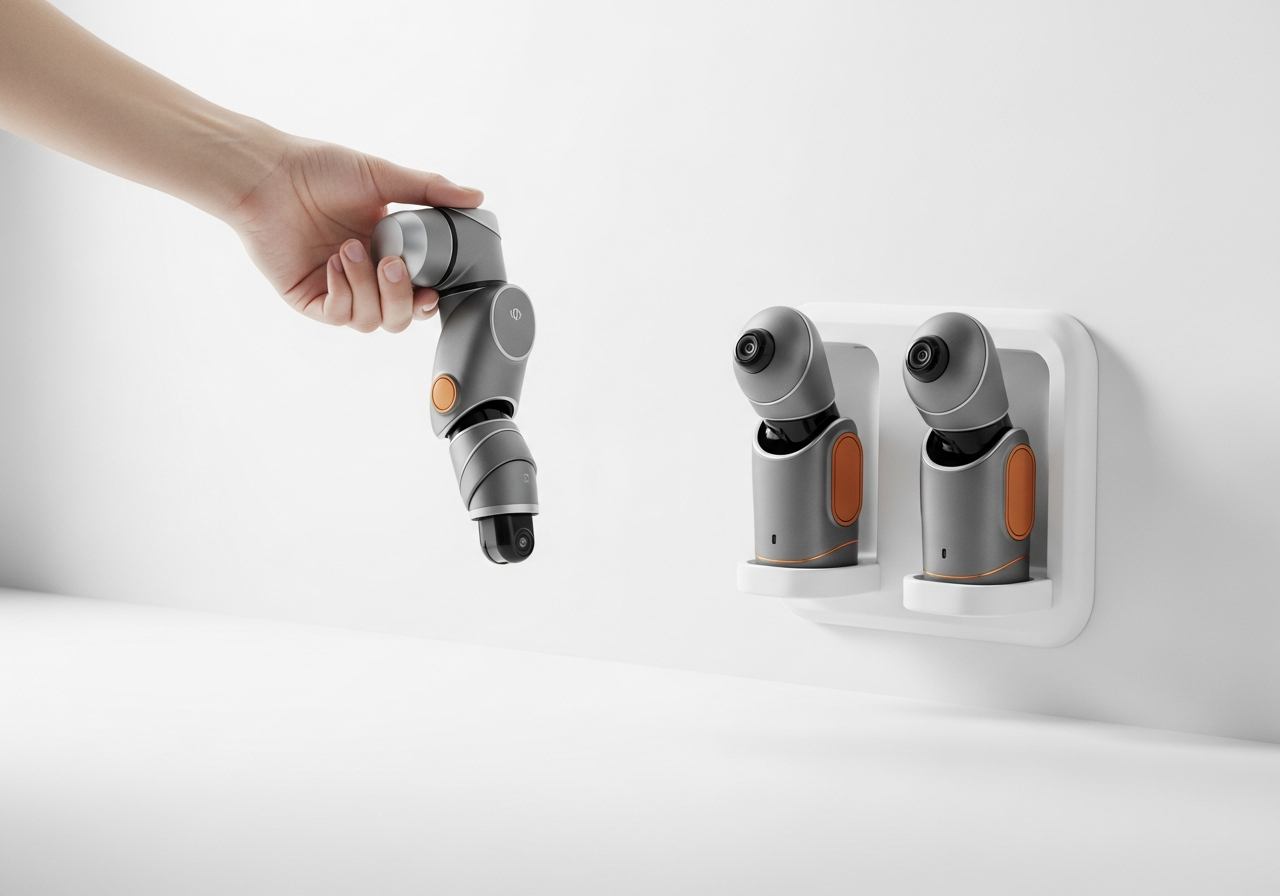 A spare ARMORA arm being swapped into a wall dock